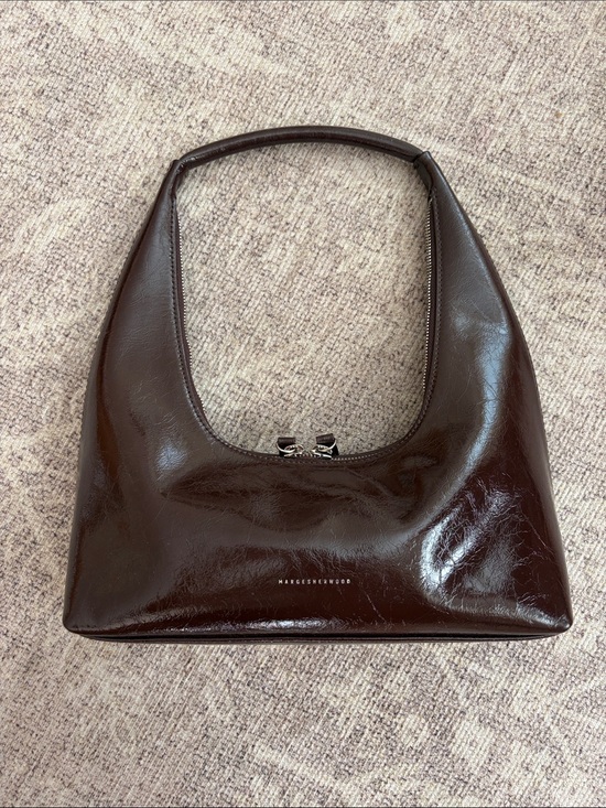 Margesherwood Handbags - Margesherwood Hobo Patent Brown Shoulder Bag